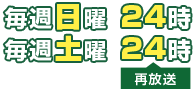 毎週日曜 22時、毎週土曜 25時（再放送）