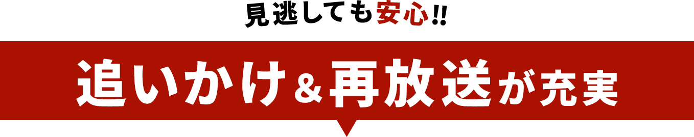 充実の追いかけ＆リピート放送で見逃しても安心！！